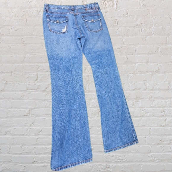 Marithe Francois Girbaud Distress Boot Jeans Flap Snap button pockets Y2K - Picture 3 of 15